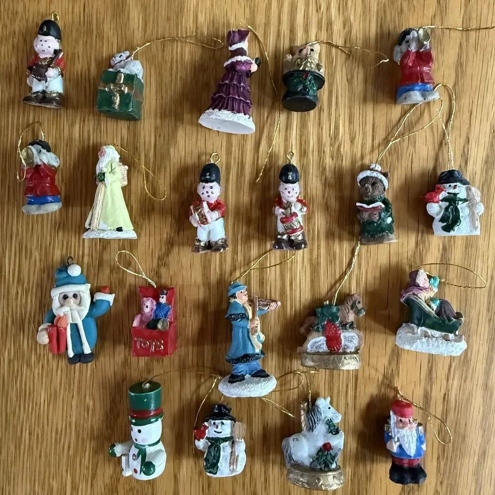 Vintage Miniature Christmas Ornaments Lot Hand‑Painted Mini Figures 80s 90s